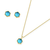 CONJUNTO DE PEDRAS NATURAIS FORMATO HEXÁGONO DOURADO
